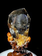 1.87LB Natural YellowGhost Phantom Quartz Crystal Mineral Specimen Healing+stand picture