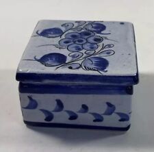 Vintage Mexican Trinket Box Signed CAT  Mexico A Hand Painted Square picture