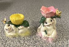 Set Of 2 - Cracker Barrel - Easter Egg Holder Bunny Collection Yellow, Pink picture