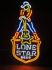 Lone Star Beer Guitar Cowgirl Neon Sign Light Beer Bar Pub Wall Hanging 24