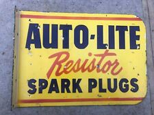 PORCELAIN AUTO LITE ENAMEL SIGN 16.5X11 INCHES DOUBLE SIDED WITH FLANGE picture