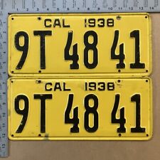 1938 California license plate pair 9T 48 41 YOM DMV Ford Chevy Dodge 15839 picture