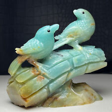 477g Natural Crystal Mineral Specimen. Amazon Stone. Hand-carved Divine Bird.ZX picture