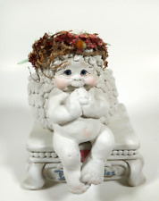 Vintage Dreamsicles Cherub Angel With Base Signed Kristin 1996 Cherub on Bench picture