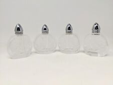 Vintage Floral Etched Glass Salt and Pepper Shaker Set of Four, Clear & Silver picture