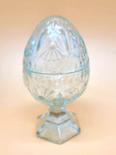 Avon Crystal Pressd Glass Egg w/Pedestal Candy dish/ Trinket Box  Vintage 1980s picture