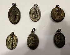 Vintage lot of 6 CATHOLIC RELIGIOUS HOLY MEDALS Saints, Pope picture