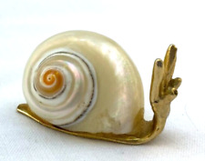 Vintage Gold Tone Real Shell Snail Escargot Figurine 1.5