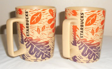 2 STARBUCKS Coffee Mugs 2017 - 12 oz. - Fall Leaves Autumn Colors - Unused picture