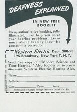 1948 Western Electric Modern Science Hearing Loss Deafness Vintage Print Ad SP14 picture