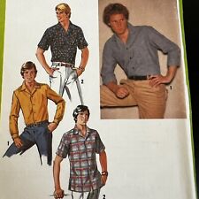 Vintage 1970s Simplicity 8945 Mens Button Down Shirt Sewing Pattern 38 UNCUT picture