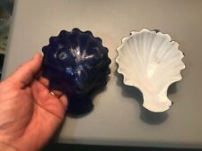 RARE COBALT BLUE & WHITE OYSTER PADDY BAKING GRANITEWARE ENAMELWARE ANTIQUE EACH picture