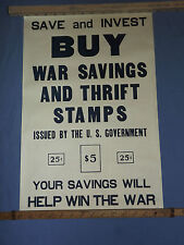 VINTAGE WWI WORLD WAR 1  BUY WAR SAVINGS and THRIFT STAMPS ISSUED US GOVT POSTER picture