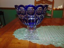 Stunning Shannon Crystal Blue Bohemian Cut To Clear Compote picture