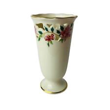 Lenox Barrington Pink Flowers Vase Cut Outs & Gold Trim Made In USA picture