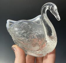 MCM Mid-Century Vintage Fenton Glass Swan Opalescent Candy Dish Bowl Nappy picture