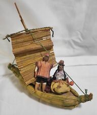 Vintage Bolivian Hand-Crafted Reed Wicker Boat People Peru picture