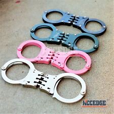 Special Force Hinge REAL Handcuffs METAL Double Lock TACTICAL Hand Cuffs Keys picture