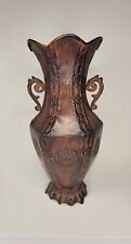 Vintage Ornate Antique Metal Brown Vase Decorative with Handles 13