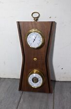 Vintage Huger Barometer Thermometer Germany Mid Century Modern Wood Brass picture