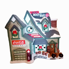 VTG COCA COLA CHRISTMAS LIGHTED HOUSE 1999 JACKS BOATS BAIT SHOP TESTED WORKING picture