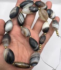 Rare Old Collection Of Ancient Sulmani Banded Beads Strand From Middle Eastern picture