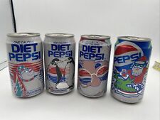 (4) Vtg Diet Pepsi Can Lot 1990s Christmas Pop Art Unopened Empty Penguin Santa picture