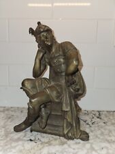 VTG Greco Roman Cast Metal Statue Figure Sculpture 10 inches Home Collectible picture