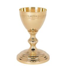 Orthodox 24 kt Gold Plate Brass Acid Etched Grapes Chalice Paten Set 7.5 In picture