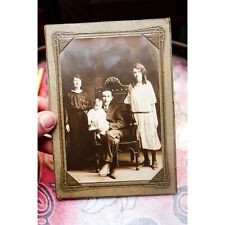 Fancy Chair Working Class Family Rustic 1920s Awesome Hair Antique Family Photo picture