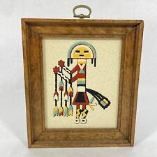 Vtg Rainbow Way Native American Style Sand Painting Talking God Spirit Framed picture