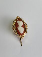 Avon Cameo Stick Pin Gold Colored Setting Ladies Face Seed Pearls picture