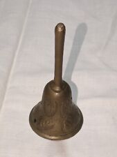 Vintage Solid Brass Bell Of Sarna India Etched Handmade #408A-1, 3.5