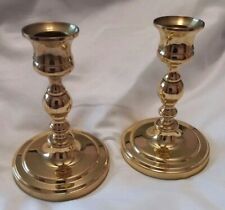 Pair Of Vintage Baldwin Solid Gleaming  Brass Candlesticks 4.75