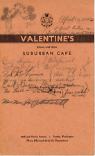 1942 Menu Valentines Suburban Cafe 96th & Aurora Seattle Wa Mickey Mouse WW2 picture