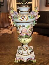 Capodimonte Porcelain Hand Painted Lamp   ITALY Garden Scene Signed And Numbe picture