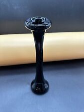 Black Amethyst Bud Vase Substanial Art Glass Vase w/unusual Top 9” picture