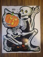 Vintage Halloween Skeleton Holding Pumpkin Uncut CA REED picture