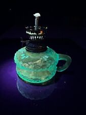 VINTAGE MINIATURE DECORATIVE BLUE GLASS FINGER OIL LAMP picture