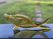 Vintage Empoli Hand Blown Fish Amber Crackle Glass Bottle Sculpture 16