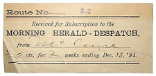 Original Old Vintage Newspaper Subscription Paper Receipt Decatur Illinois 1894 picture