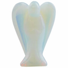 Healing Crystal Carved Pocket Stone Guardian Peace Angel Figurines Reiki picture