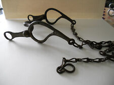  VINTAGE ANTIQUE HANDMADE FORGED IRON MEXICAN COWBOY HORSE BIT SILVER INLAID picture