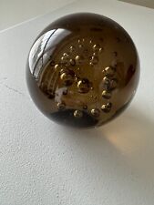 Glass Paperweight Brown Bubbles | Unsigned Age Unknown picture