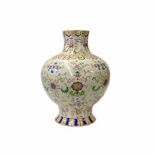 Chinese White Base Porcelain Hand-painted Flower Color Graphic Vase ws1828 picture