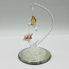 Vintage Handblown Glass Hanging Hummingbird With Flower Mirror Base picture