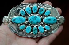 Gorgeous Harrison Jim Navajo Sleeping Beauty Turquoise Sterling Belt Buckle picture
