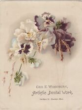 George E Woodbury Artistic Dental Work Dentist Brockton MA  Vict Card c1880s picture