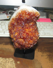 LARGE CITRINE CRYSTAL CLUSTER GEODE F/ BRAZIL CATHEDRAL STEEL  STAND POLISHED picture
