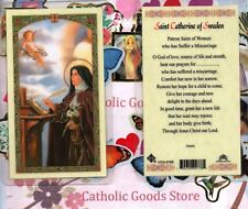 Saint St. Catherine of Sweden  - Laminated Holy Card 579E picture